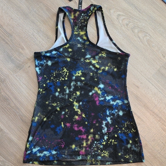 lukka Black Galaxy Print Racerback Tank with Yellow Blue Pink Splatter - Picture 7 of 8